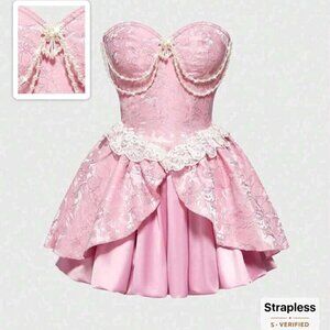 Romwe Marie Antoinette mini pink dress
